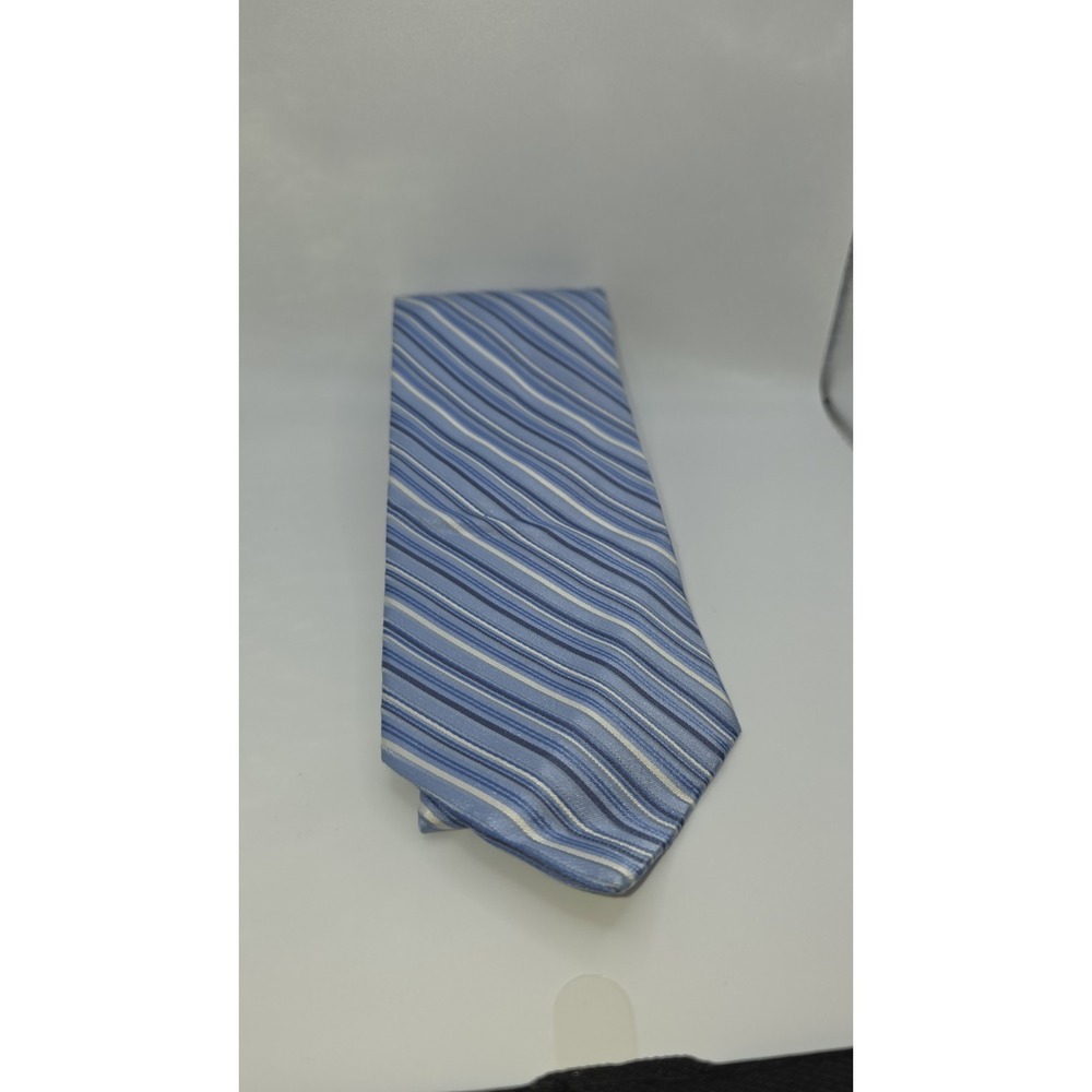City of London Mens Silk Tie Blue Silver Diagonal Striped Polka Dot Detail